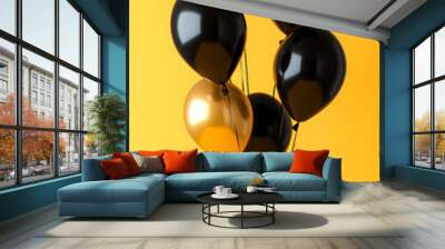 Festive decoration with black and gold balloons Wall mural