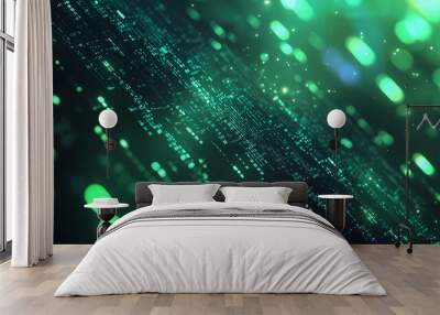 Green digital code science fiction scene background Wall mural