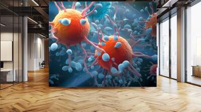 Nervous system, central nervous cells of the brain, neuroscience background Wall mural