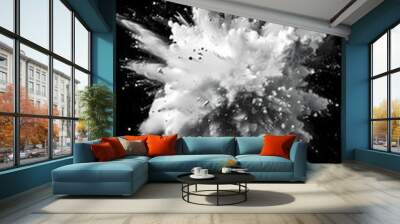 White powder explosion on black background Wall mural