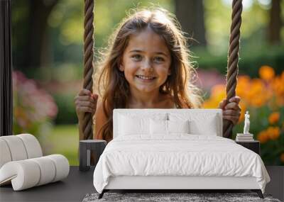 girl on swing Wall mural