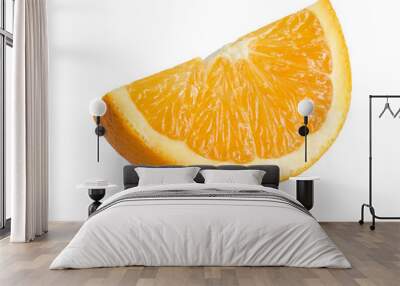 Sliced orange wedge isolated on a white background Wall mural