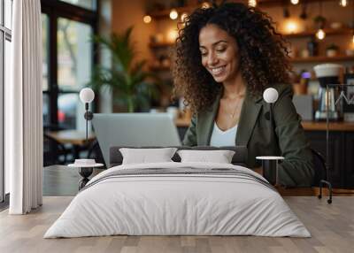 woman working on laptop Wall mural