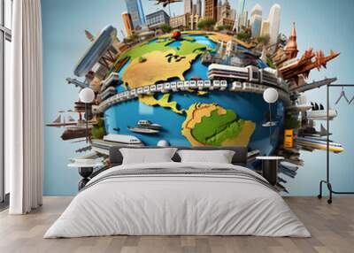 Exploring the World with GS Travel: Global Destinations and Various Modes of Transportation Wall mural