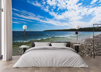 Sunny day at Schoolhouse Beach in Washington Island Wall mural