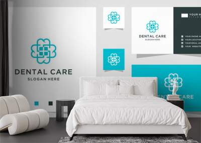 Dental care logo. and business card template Wall mural