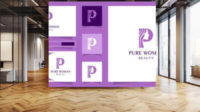 Letter p beauty woman logo Wall mural