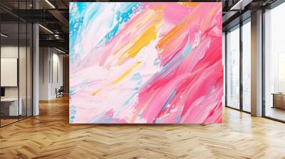 Seamless pattern background with Closeup of abstract rough colorful multicolored art painting texture with oil brushstroke pallet knife paint on canvas Wall mural