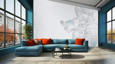 Abstract image of a meeting of a woman and a man by a businessman Wall mural