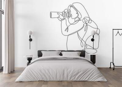 continuous line drawing photographer Wall mural