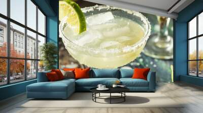 classic margarita with salted rim and lime wedge Wall mural