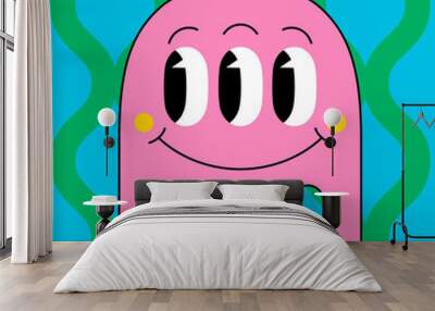 Medusa funny cartoon character in retro animation style. Vector cute illustration in flat vintage comic design. Wall mural