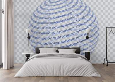 3d sphere code binary. Wall mural