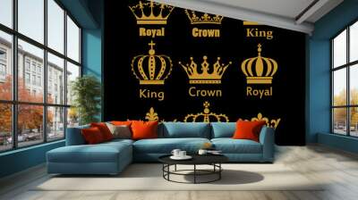 Crown icon set heraldic symbol vector illustration. Wall mural