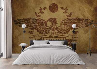 Logo of the Roman eagle on an old shabby texture. Wall mural