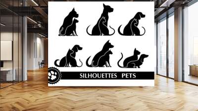 silhouettes of pets Wall mural