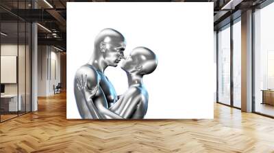 Rendered illustration of couple in love Wall mural