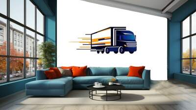 A stylized delivery truck in motion, symbolizing speed and efficiency in transport. Wall mural