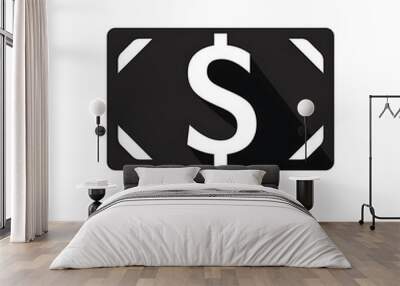 A stylized representation of a dollar bill with a dollar sign. Wall mural