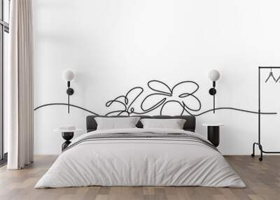 One Line Drawing Flower  Wall mural