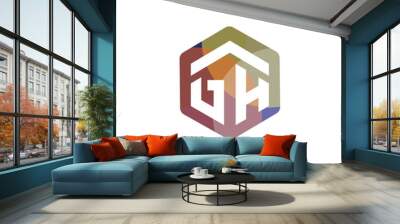 G H Initial letter hexagonal logo vector template Wall mural