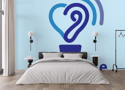 Hear ear love logo icon vector template Wall mural