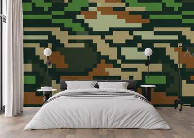 Camouflage pixel pattern for hunting. Military texture. Abstract army background for cloths Wall mural