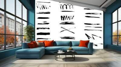 Hand drawn grunge ink brush strokes and lines, creative brush lines with rough edges. Abstract freehand doodle line borders. Wall mural