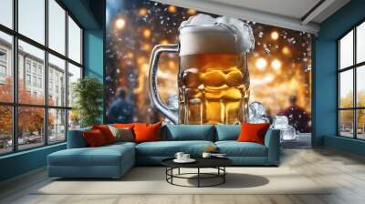 glass of beer on dark background Wall mural