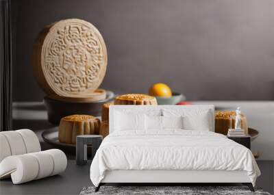 Mid-Autumn Festival, mooncakes. Wall mural