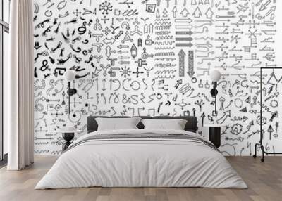 Doodle arrow icons set with spiral, square, circle and triangle Wall mural