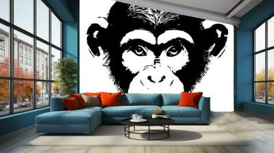 Monkey head avatar, Chinese zodiac sign, black silhouette isolated Wall mural