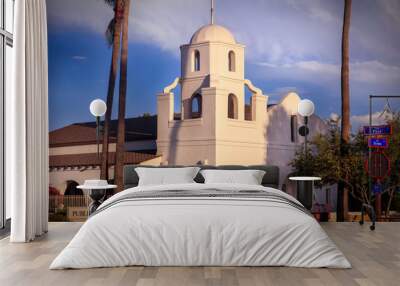 Historic Old Adobe Mission Church in Old Town Scottsdale Arizona on First St. and Brown. Wall mural