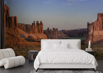 Three Gossips Rock Formation in Arches National Park at Sunrise Wall mural