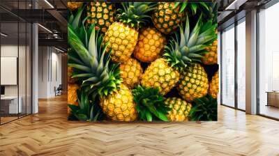 Group of pineapple fruit pattern wallpaper - ai generative Wall mural