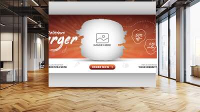 Burger sale food menu social media facebook cover or web banner template Wall mural