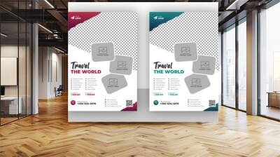 Creative flyer design and brochure cover page template for travel agency Wall mural