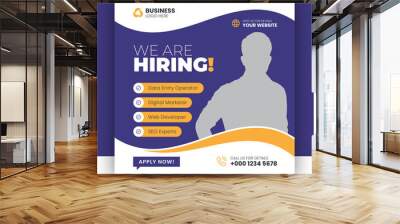 We are hiring job vacancy web banner and social media post template Wall mural