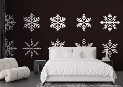 美しい雪の結晶のセット。クリスマスの素材。 Wall mural