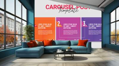 Carousel post template set, Modern instagram carousel post design, Editable social media microblog business carousel post, eps 10. Wall mural