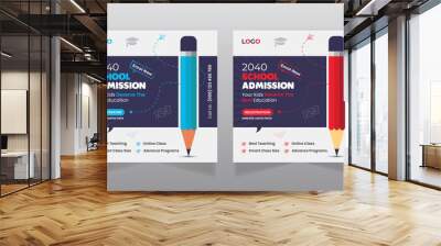 School admission social media post and back to school promotion web banner template Wall mural