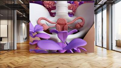 Medical illustration of female reproductive system with the uterus, cervix, ovaries, fallopian tube. Human anatomy.
 Wall mural