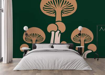 The Colourful Mushroom Collection Of Vector Silhouettes Art Illustration. Wall mural