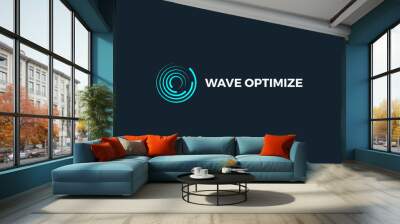 wave optimize letter o green color business logo design Wall mural