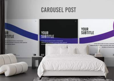 Editable Instagram Carousel Post Layout Set, Social Media Marketing microblog template design, tips & tricks linkedin post template, eps 10.	 Wall mural