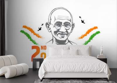 Gandhi Jayanti is an event celebrated in India to mark the birth anniversary of Mahatma Gandhi, vector design  Wall mural