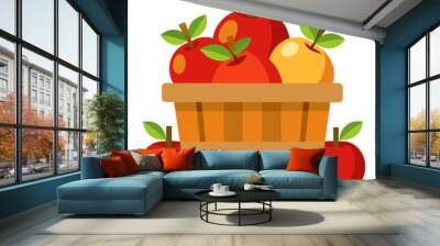 A basket filled with large apples art vector illustration Wall mural