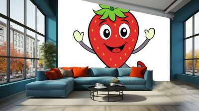 Jumping strawberry art vector illustration Wall mural