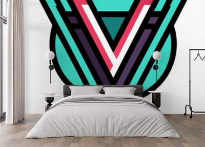 Vector Art V Logo Design Wall mural