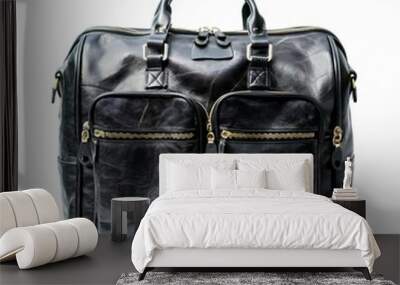 leather  travel bags isolated on a white background Wall mural